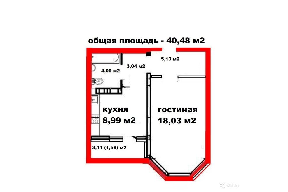 1-к квартира, 40.8 м², 16/17 эт.