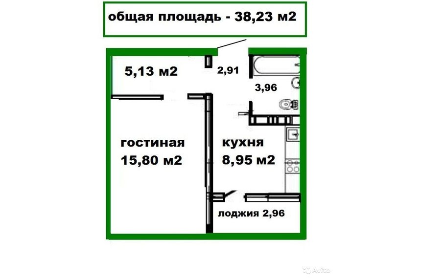 1-к квартира, 38.2 м², 13/17 эт.