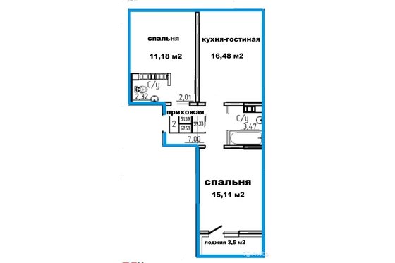 3-к квартира, 59.3 м², 16/17 эт.